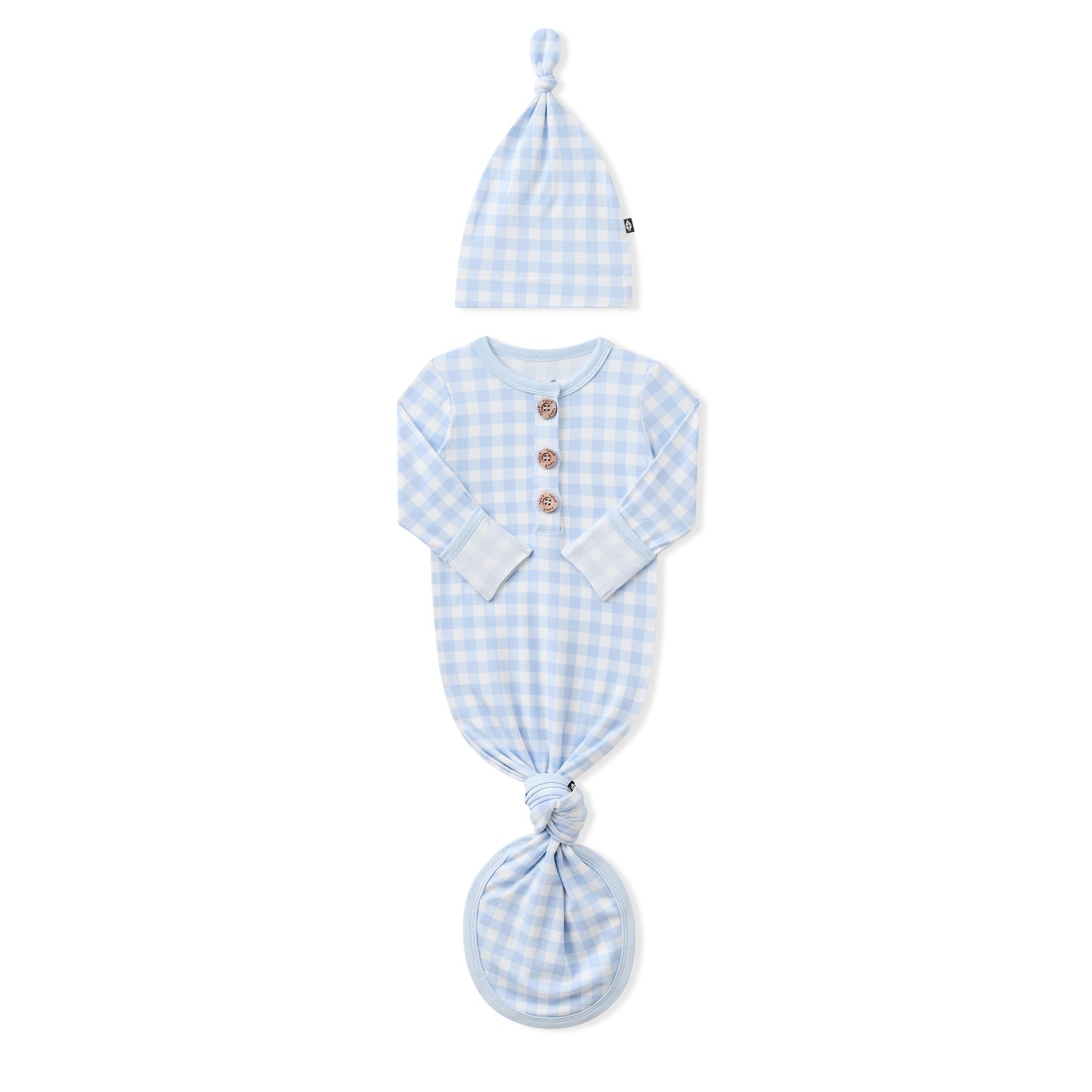 Knotted Gown with Hat Set in Gingham Breeze