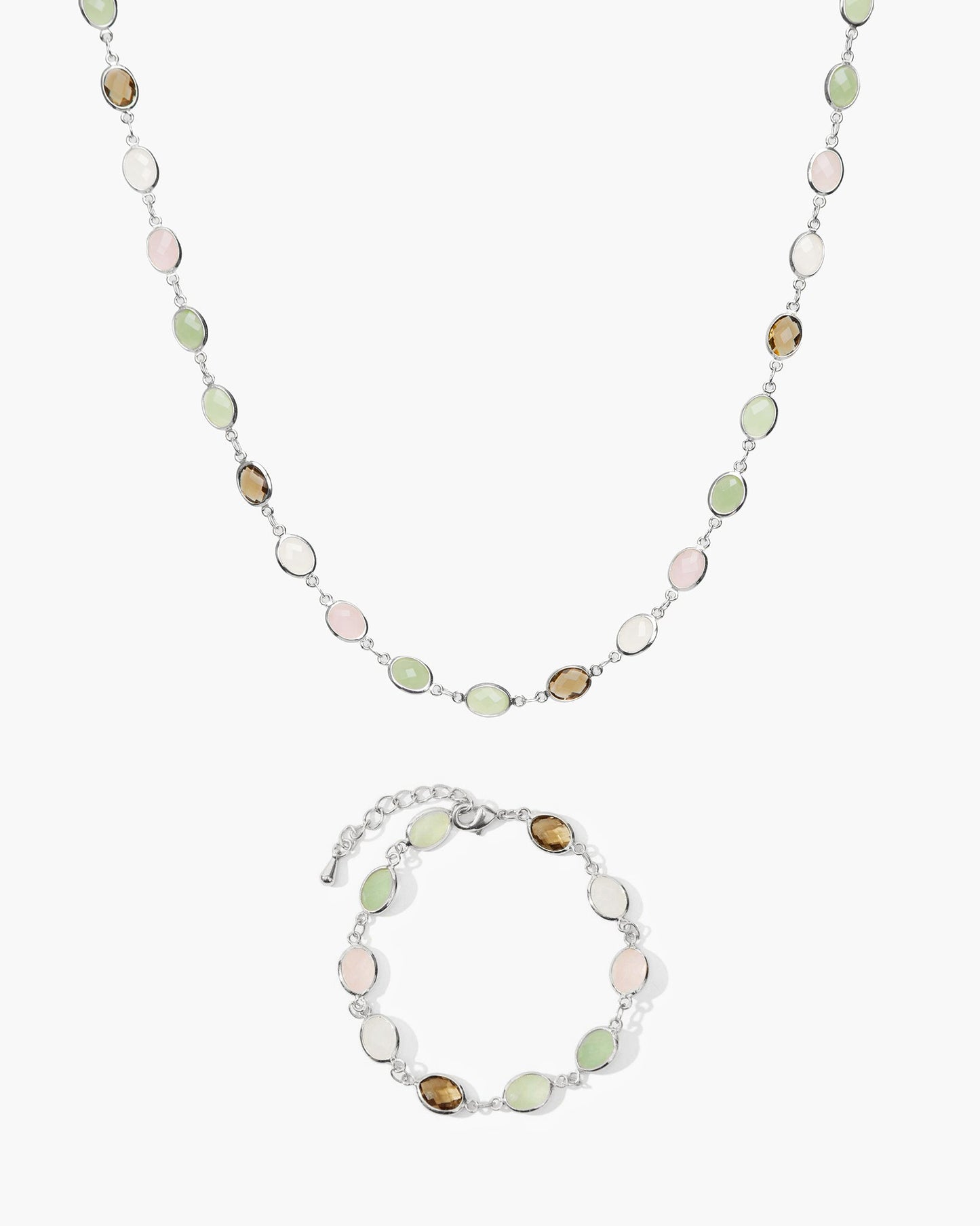Whimsical Romance Stone Necklace and Bracelet Set