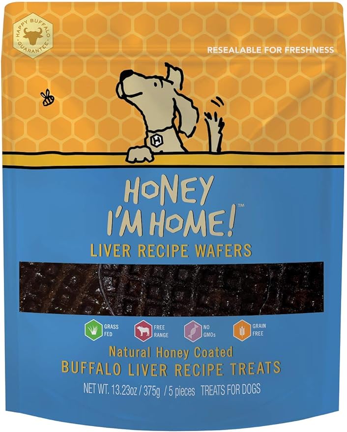Honey I'm Home, Liver Recipe Wafers Buffalo Dog Treatsl, Free Range