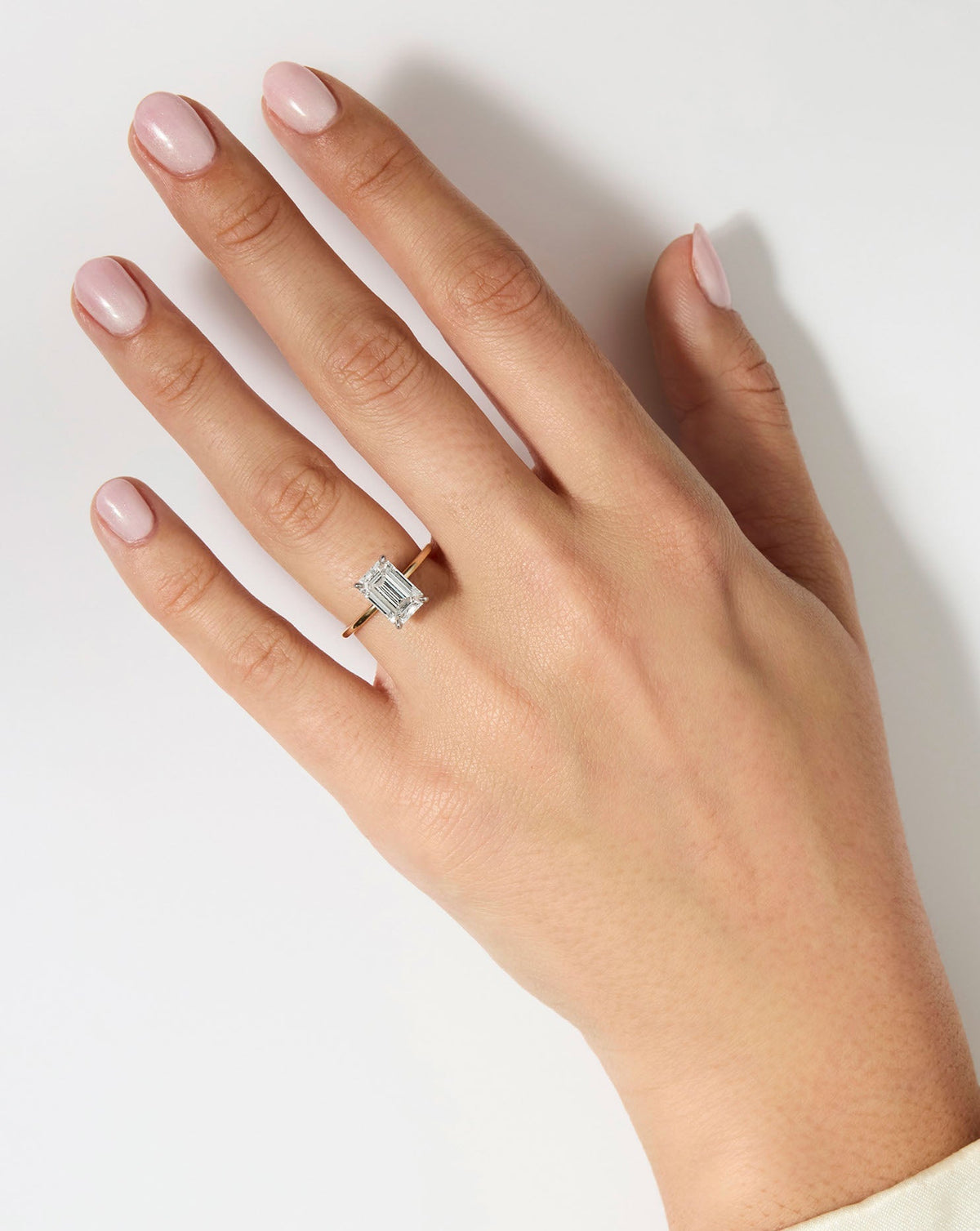 3.62 Emerald Lab Diamond in Whisper Thin® Hidden Halo