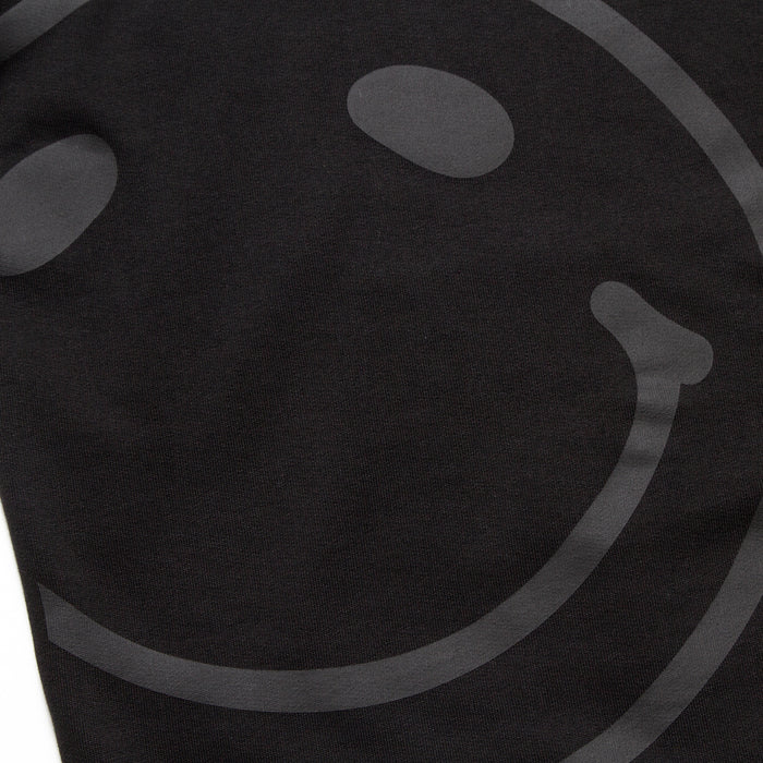 Black On Black Side Smiley Back - Pullover Hood - Black