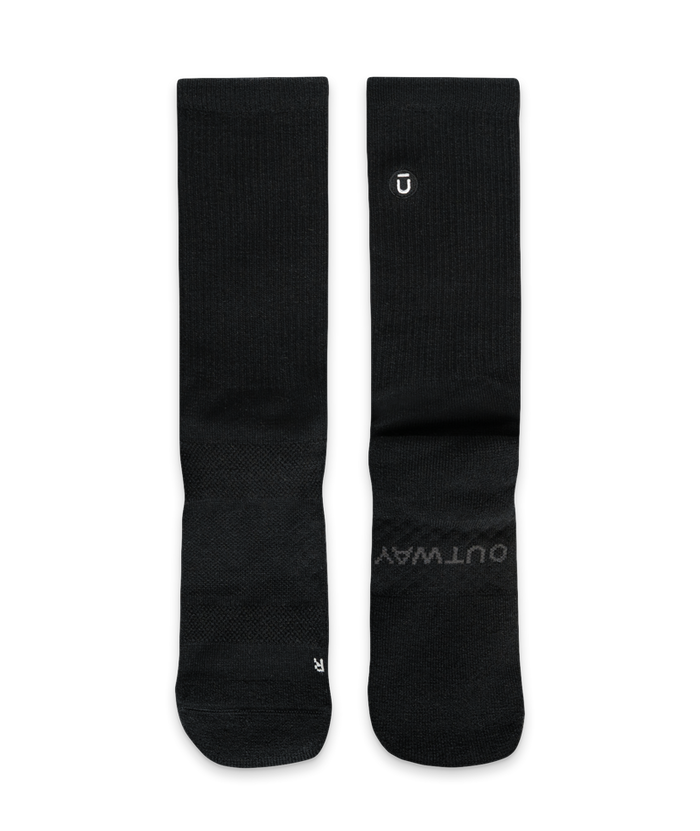 Flagship Black Merino Wool Midweight Crew Socks