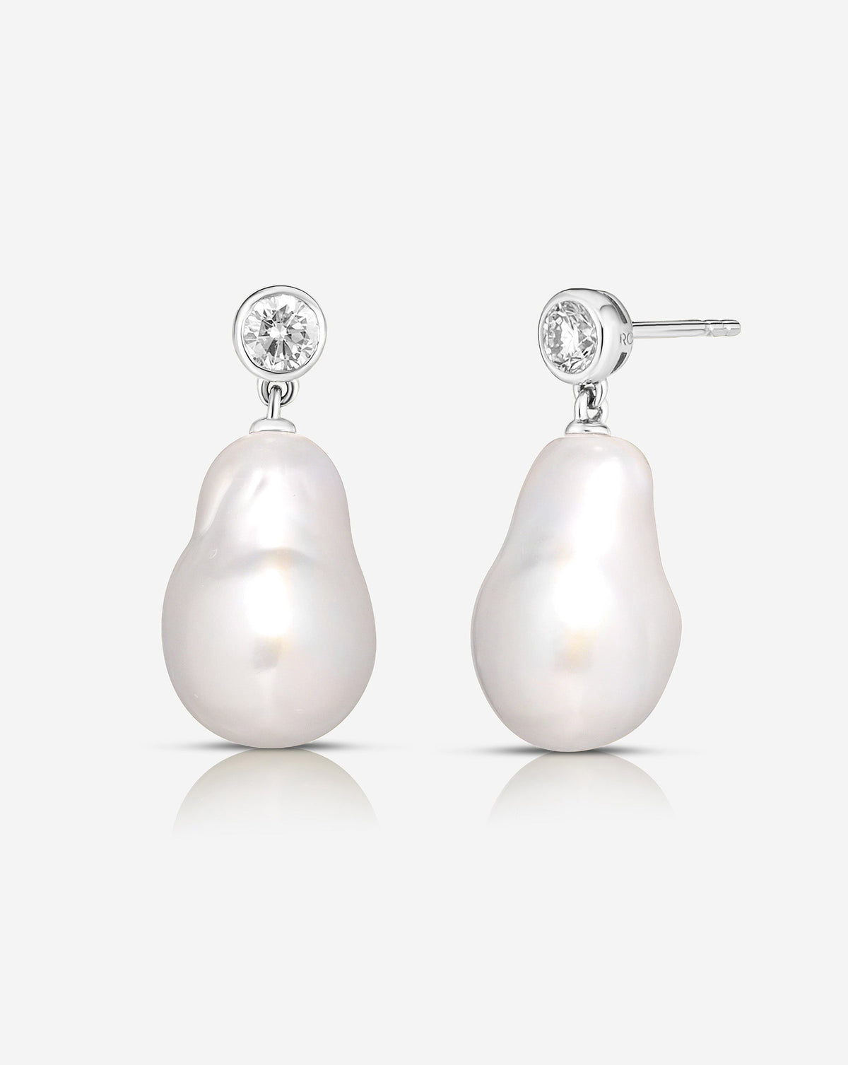 Baroque Pearl + Diamond Earrings