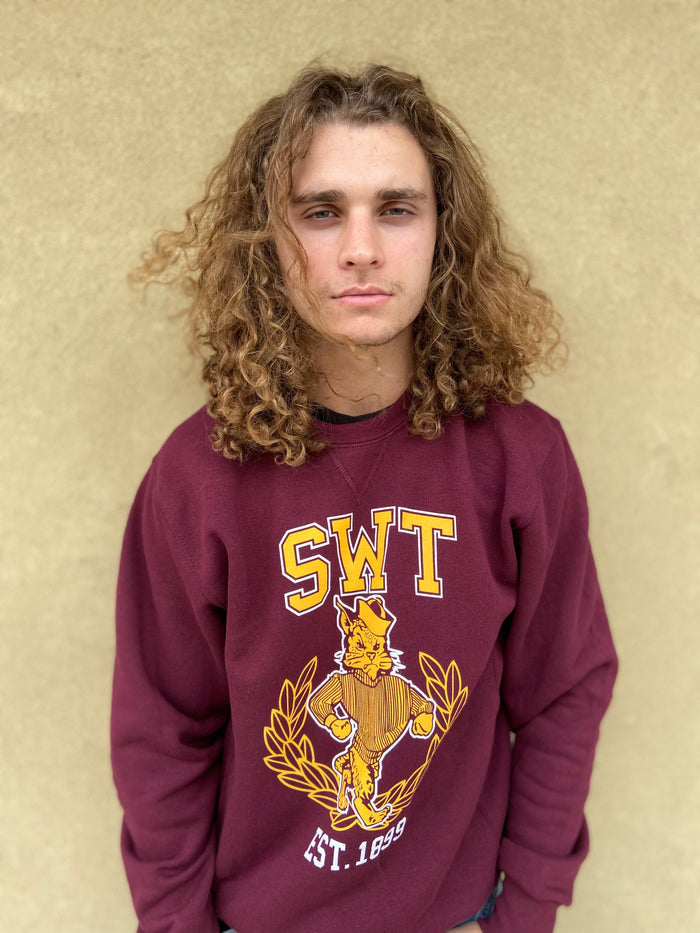 SWT with Sailor Cat on Maroon Sweatshirt