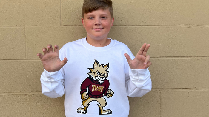 TXST Full Front Full Color BOCO Sweatshirt in White