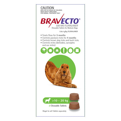Bravecto - For Medium Dogs 10-20Kg (Green)