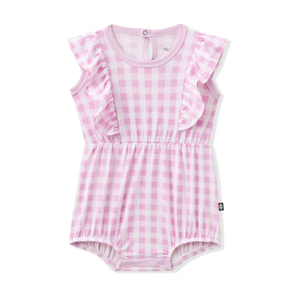 Bubble Romper in Gingham Thistle