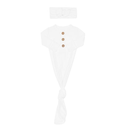 Knotted Gown with Bow Set in Cloud