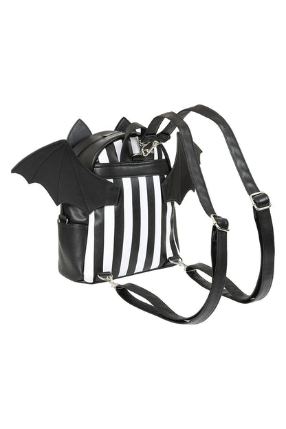 Black and White Striped Batwing Backpack
