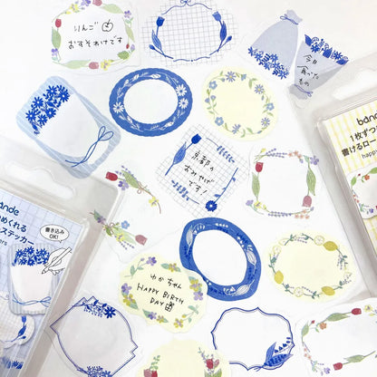 Bande - Writeable Roll Sticker - Blue Flowers