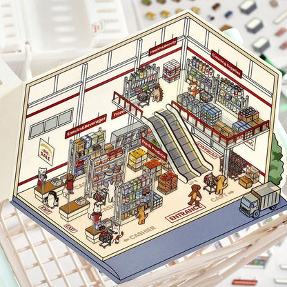 BGM Deco 2.5D Sticker - Diorama - Supermarket