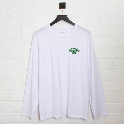 1972 Psychedelic Disco Back Print - Long Sleeve Tshirt - White