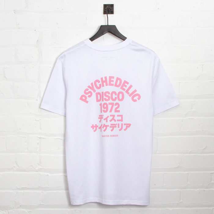 1972 Psychedelic Disco Back Print - Tshirt - White Pink