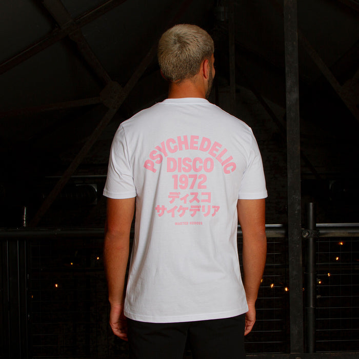 1972 Psychedelic Disco Back Print - Tshirt - White Pink