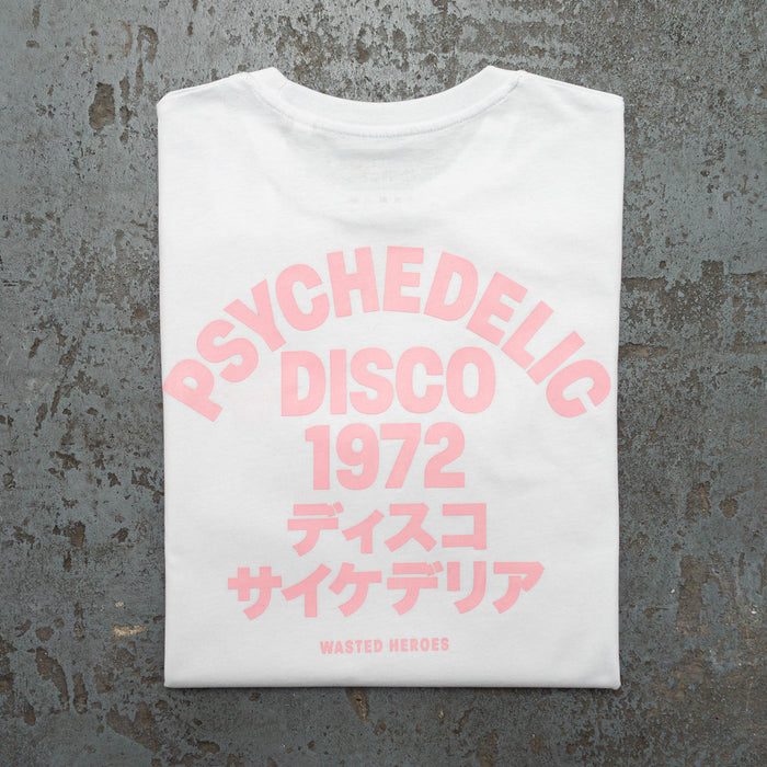 1972 Psychedelic Disco Back Print - Tshirt - White Pink