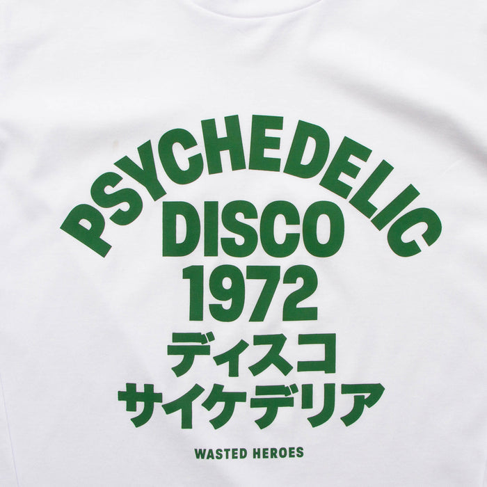 1972 Psychedelic Disco Front Print - Long Sleeve Tshirt - White