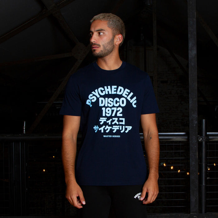 1972 Psychedelic Disco Front Print - Tshirt - French Navy