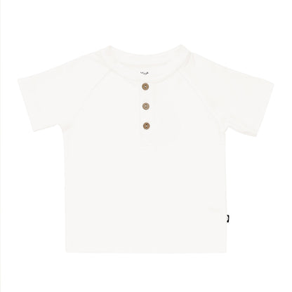Short Sleeve Toddler Henley Tee in Cloud