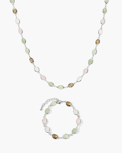 Whimsical Romance Stone Necklace and Bracelet Set