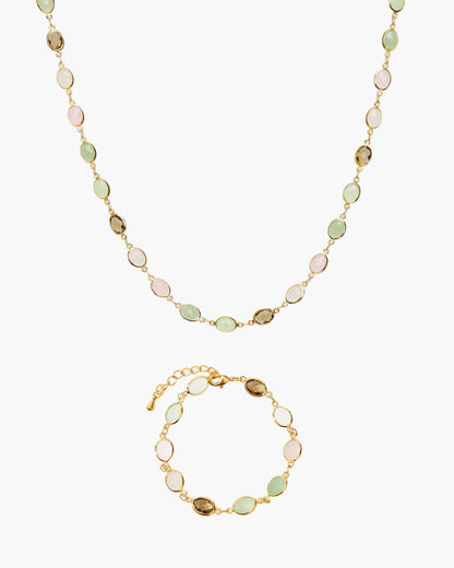 Whimsical Romance Stone Necklace and Bracelet Set