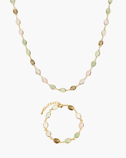 Whimsical Romance Stone Necklace and Bracelet Set