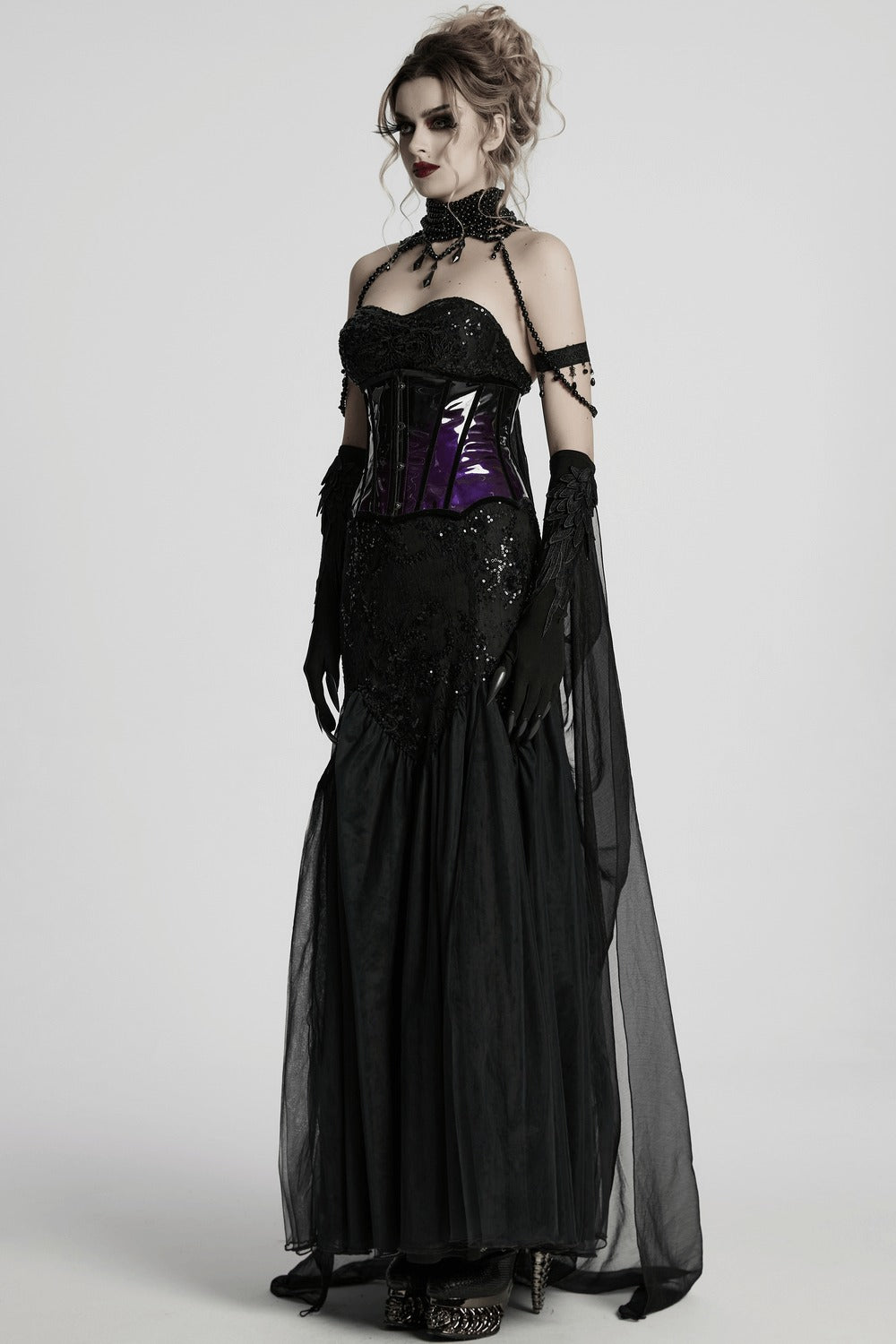 Crystal Witch Choker with Detachable Cloak Harness