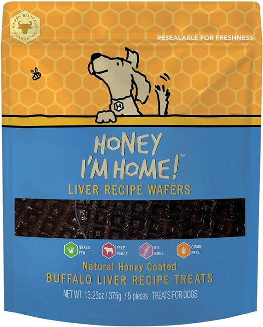 Honey I'm Home, Liver Recipe Wafers Buffalo Dog Treatsl, Free Range