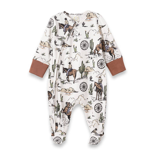 Baby Boy's On The Range Bamboo Zipper Romper