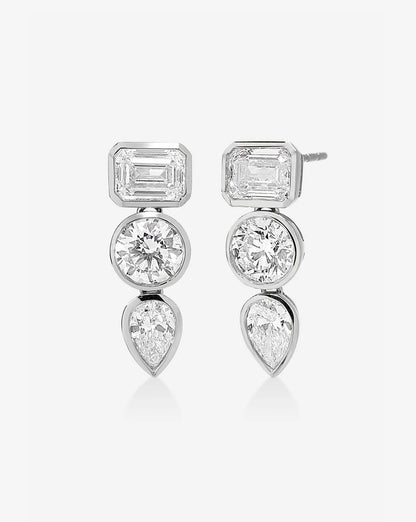 Bezel Mixed Shape Drop Earrings