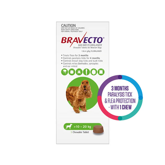 Bravecto - For Medium Dogs 10-20Kg (Green)