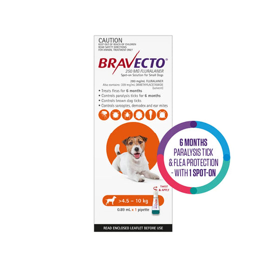 Bravecto - Spot On for Small Dogs (4.5-10 Kg) Orange