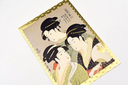 Cozyca - Kitagawa Utamaro - Foil-stamped Postcard - Three Beauties of the Time