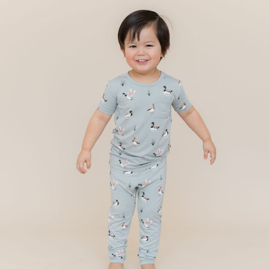 Short Sleeve with Pants Pajamas in Mallard Duck