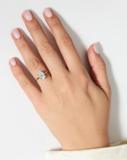 3.45 Oval Lab Diamond in Cloud Solitaire Hidden Halo