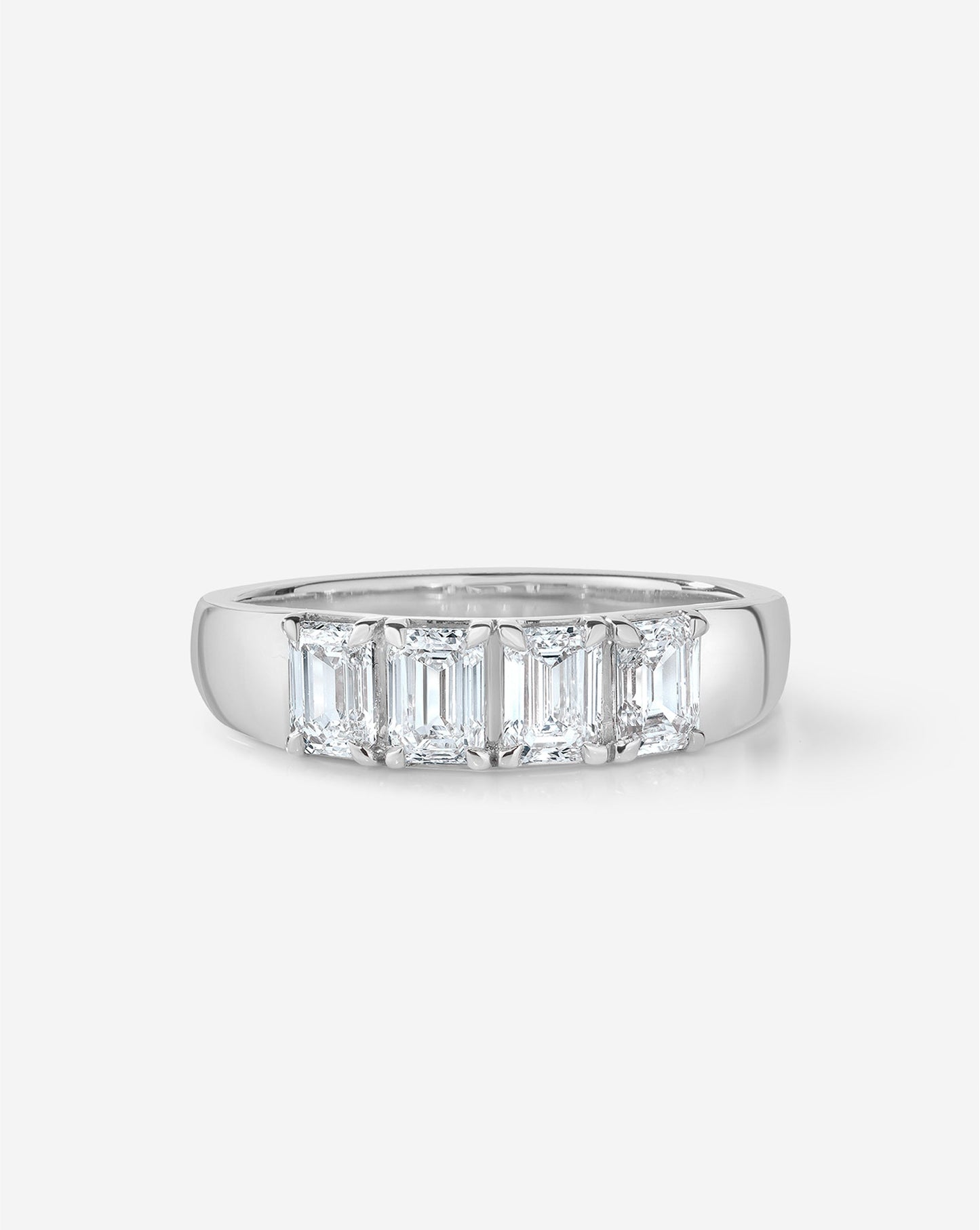 4-Stone Emerald Diamond Wedding Band