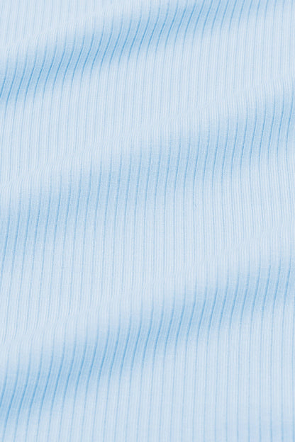 Ribbed Zipper Footie in Breeze