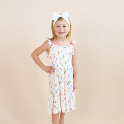 Smocked Dress in Tulip
