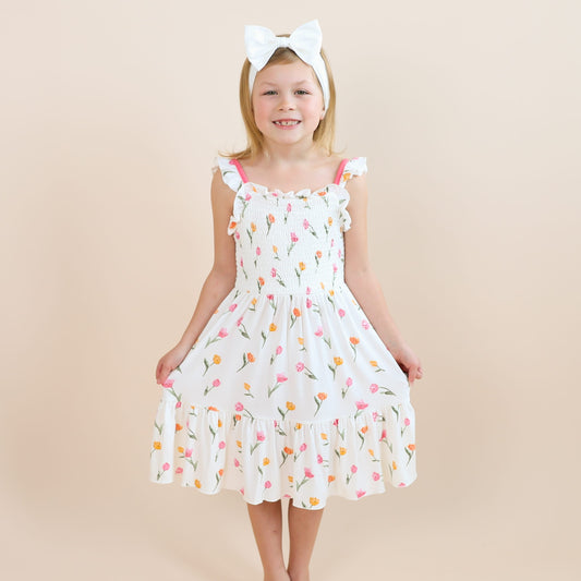 Smocked Dress in Tulip