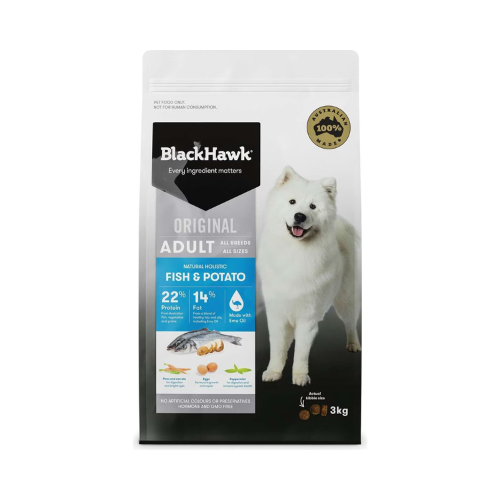Black Hawk - Original Adult Fish and Potato Dry Dog Food 3kg