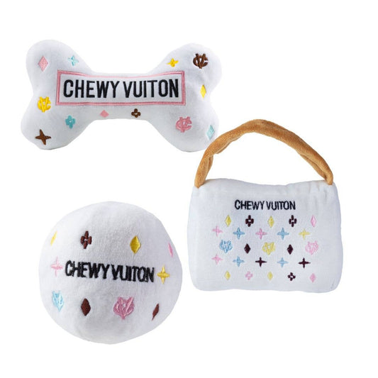Haute Diggity Dog - White Chewy Vuiton Capsule Collection Squeaker Dog Toy