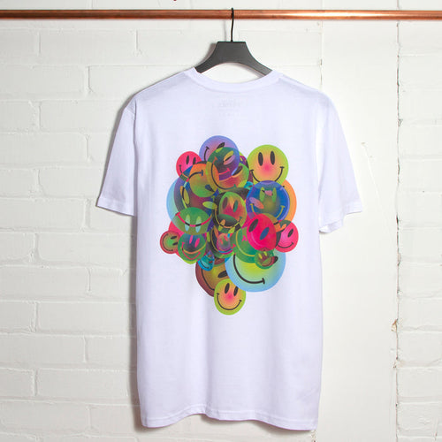 All The Smileys Back Print - Tshirt - White