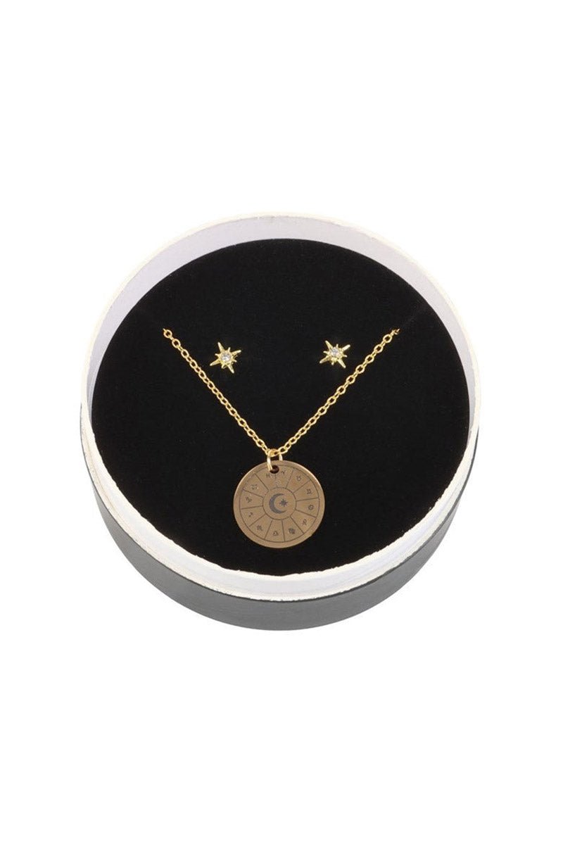 Astrology Wheel Earring and Necklace Set