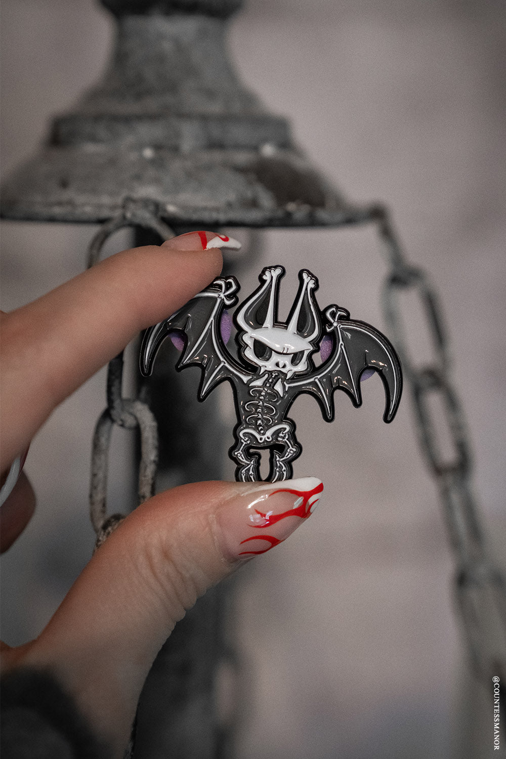 Batty Bones Enamel Pin