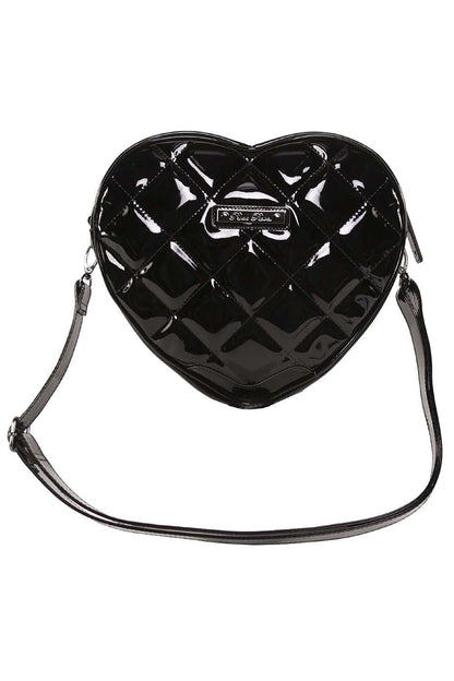 Bat Studded Quilted Heart Shoulder Bag [BLACK]