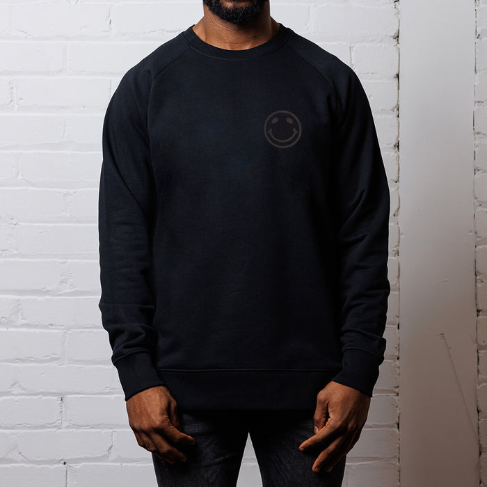 Black On Black Side Smiley - Sweatshirt - Black