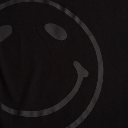 Black On Black Side Smiley Back  - Pullover Hood - Black