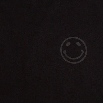 Black On Black Side Smiley Back  - Pullover Hood - Black