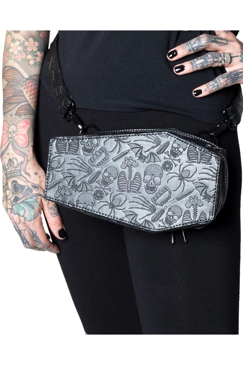 Coffin Embossed Skull Hip Pouch