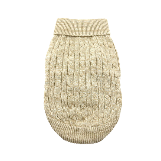 Doggie Design - Combed Cotton Cable Knit Dog Sweater - Oatmeal