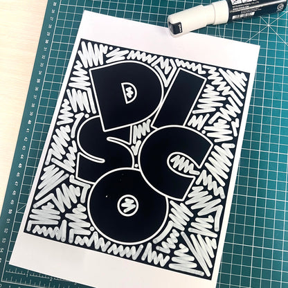 Doodle Disco Front Print - Tshirt - Black